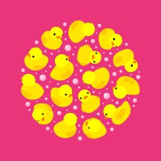 Vector decorating design made of yellow rubber ducks N5