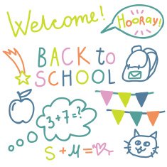 Back to school vector illustration set with cute