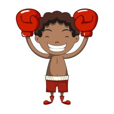 Boy champion gesture boxing