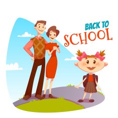 Back to school poster Schoolgirl going in college
