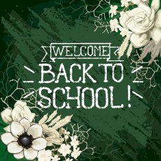 Back to school design with text and flowers