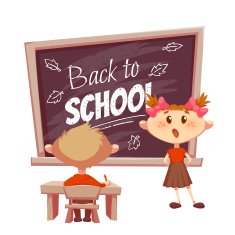 Schoolgirl answer lesson near school desk Vector illustration
