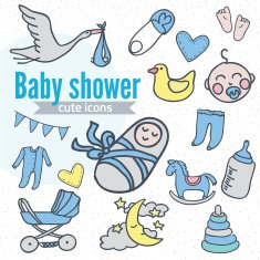 Baby icon set vector illustration hand drawn in doodles N2