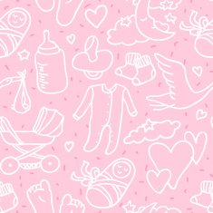 Newborn girl seamless pattern