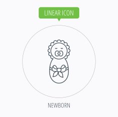 Newborn baby icon Toddler with bow sign N10