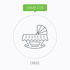 Baby cradle bed icon Crib or cot sign N19