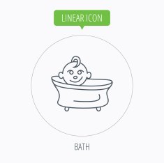 Baby in bath icon Toddler bathing sign N10