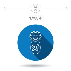 Newborn baby icon Toddler with bow sign N11