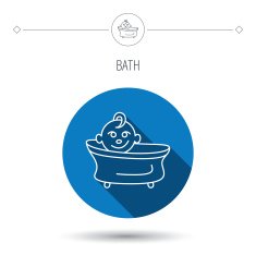 Baby in bath icon Toddler bathing sign N11
