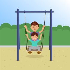 Children on Swing In the Park