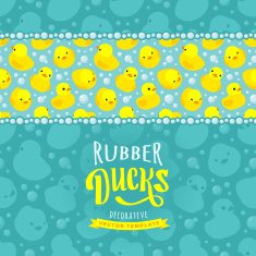Vector decorating design made of yellow rubber ducks N6