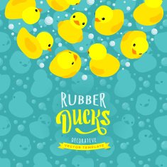 Vector decorating design made of yellow rubber ducks N7