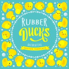 Vector decorating design made of yellow rubber ducks N8
