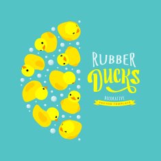 Vector decorating design made of yellow rubber ducks N9