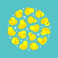 Vector decorating design made of yellow rubber ducks N10