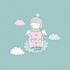 Cartoon angel in the sky Vector