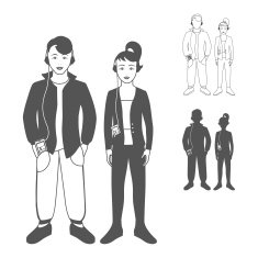 Full length portrait of boy and girl N3