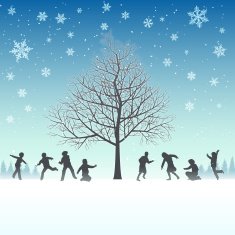 Winter background Snowball fight