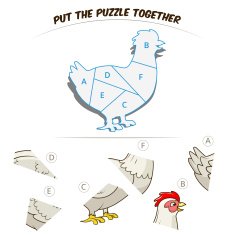 Puzzle game for chldren hen chicken