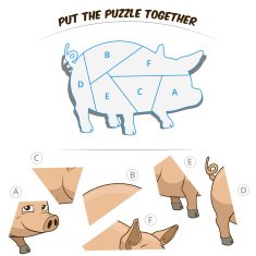 Puzzle game for chldren pig