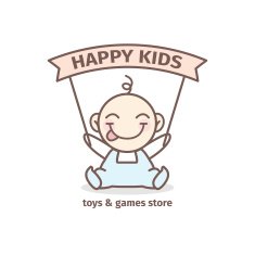 Vector baby logotype Toys and games store logo in tender
