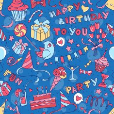 Happy birthday party greeting seamless pattern