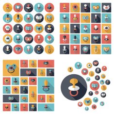 Flat concept design with shadow SEO nipple pacifier icon N10