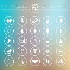 Icons flat is white baby soft background