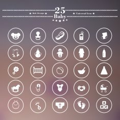 Icons flat is white baby soft background N2