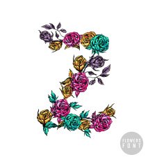 Vector colorful flower font N8