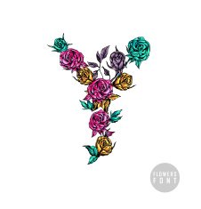 Vector colorful flower font N9