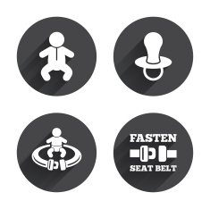 Baby infants icons Fasten seat belt symbols N6