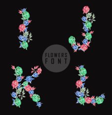 Vector colorful flower font N52