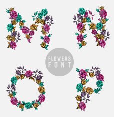 Vector colorful flower font N111