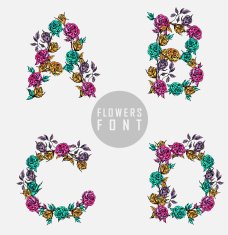 Vector colorful flower font N112