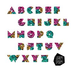 Vector colorful flower font N113