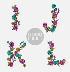 Vector colorful flower font N114