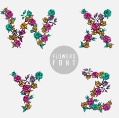 Vector colorful flower font N115