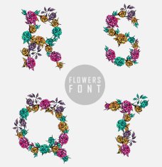 Vector colorful flower font N116