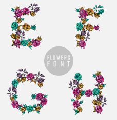 Vector colorful flower font N117