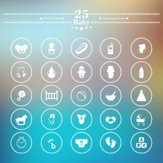 Icons flat is white baby soft background N5