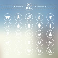 Icons flat is white baby soft background N7