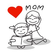 hand drawing cartoon love mom