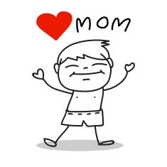 hand drawing cartoon love mom N2