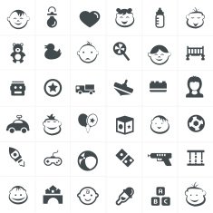 Children And Toy Icons Set