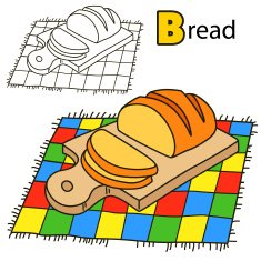 Bread Coloring book page Cartoon vector illustration
