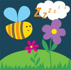 Cute bee and flowers design-illustration