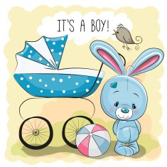 Rabbit with baby carriage N2