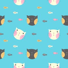 hand drawn cat seamless background N2