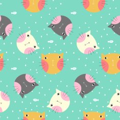 hand drawn cat seamless background N3